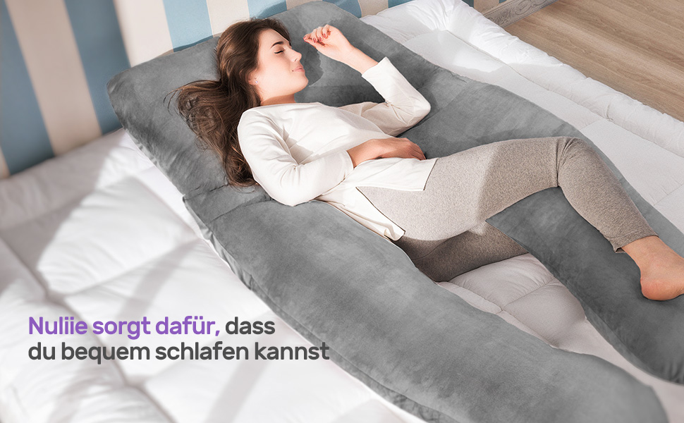 Подушка для вагітних Nuliie U-подібної форми знімний чохол, сіра - підтримка спини, стегон та ніг