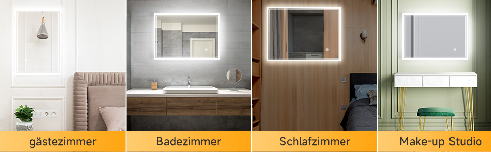 Дзеркало для ванної кімнати SONNI LED з підсвічуванням 80x60 см, біле