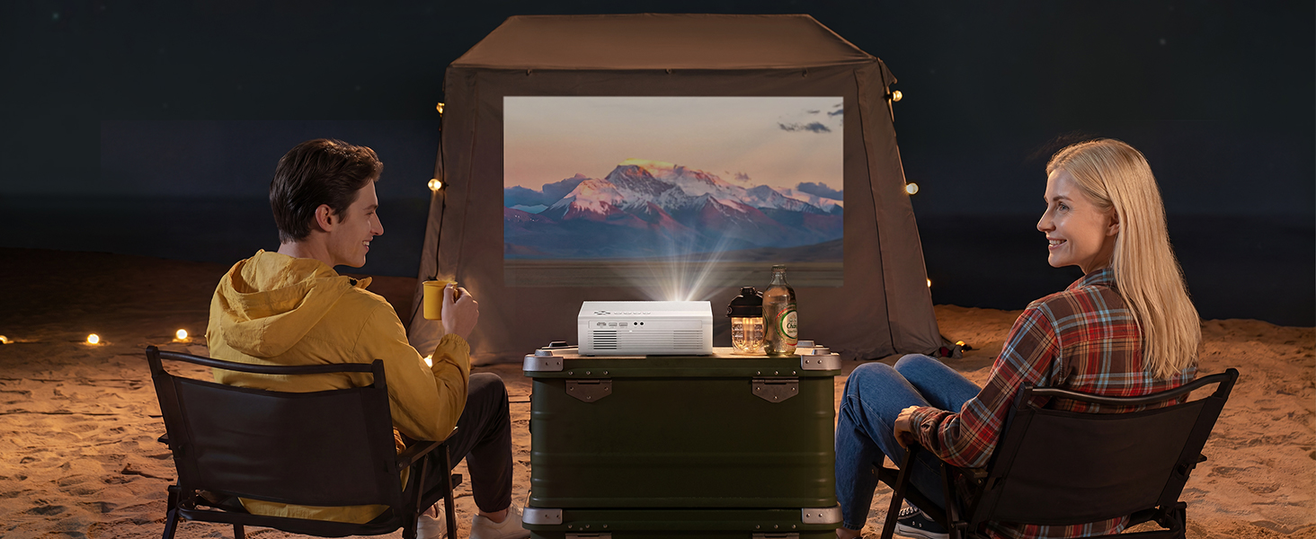 4K Smart проєктор KOGATA з Wi-Fi та Bluetooth, HDR10+, Автофокус, 6D Keystone. Підтримка Netflix, Dolby Audio. Для дому та вулиці, білий.
