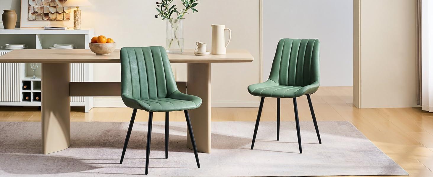 Набір обідніх стільців CLIPOP (4 шт), штучна шкіра, зелений, для кухні та вітальні