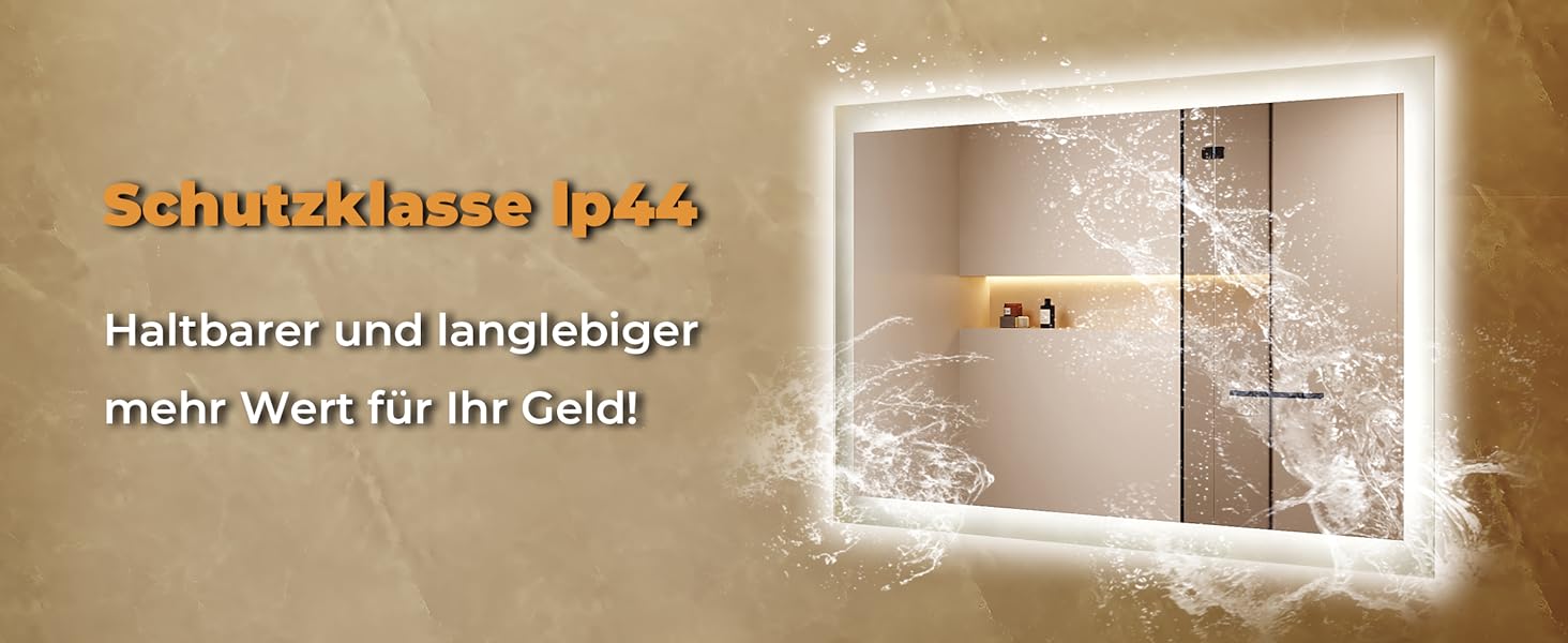 Дзеркало для ванної кімнати LOMIKEN з підсвічуванням, 60x50 см, LED, холодний білий світ, енергозбереження, вертикальне/горизонтальне кріплення, вимикач на стіні, матові краї