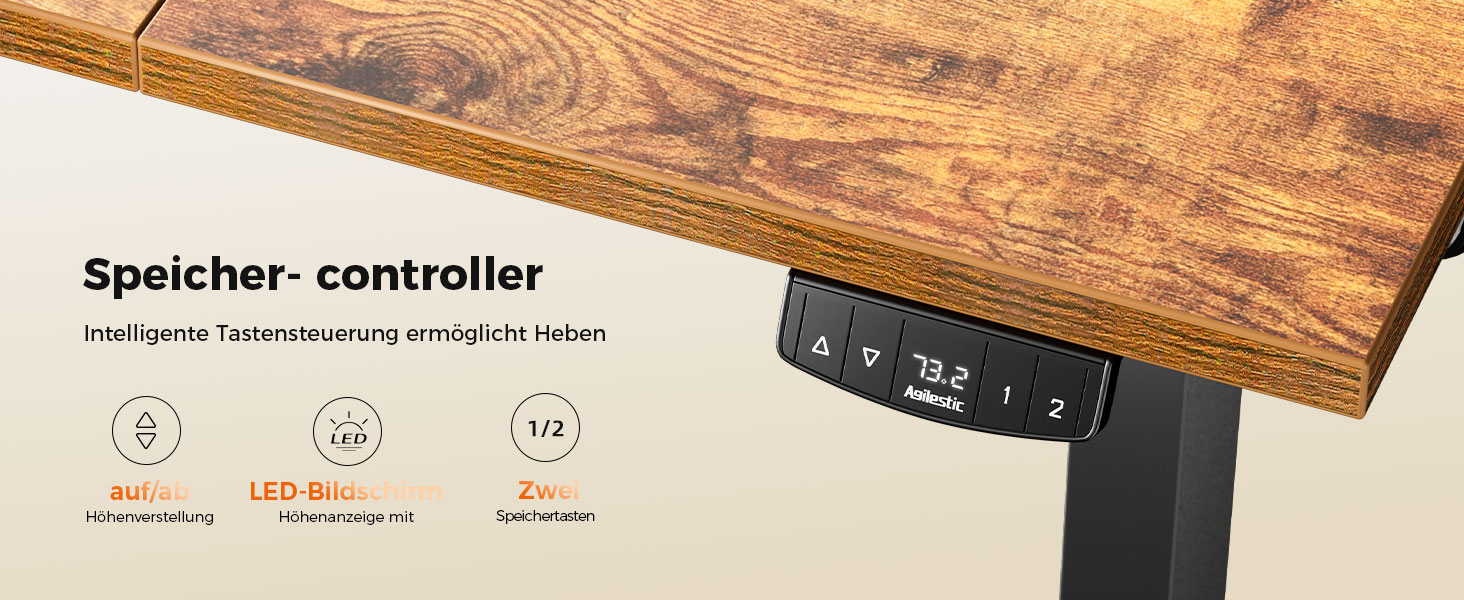 Регульований стіл Agilestic 160 x 80 см, електричний з пам'яттю, ергономічний, для комп'ютера, білий