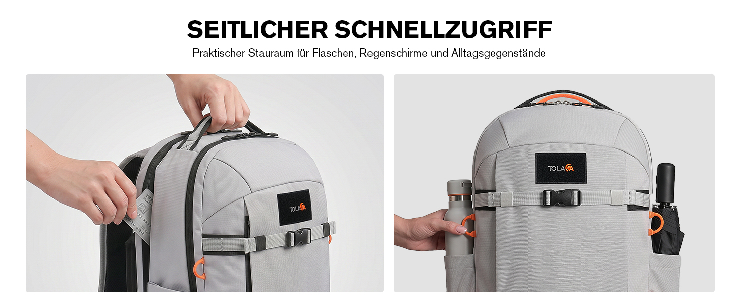 Рюкзак для ноутбука Tolaccea 30L, 15.6 дюймів, діловий дорожній рюкзак для ручної поклажі, світло-сірий
