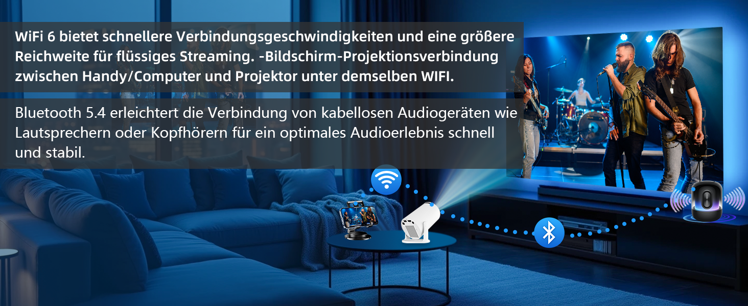 Портативний міні проєктор 4K з Wi-Fi 2.4/5G, Android 11, Full HD 1080P, HDMI, динамік (HY300Pro+)