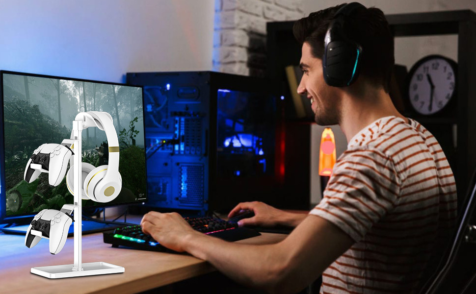 Підставка для навушників та контролерів SHUOSUO - органайзер для Xbox, PS5, PS4, Switch (білий)