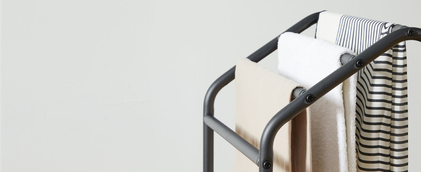 Підставка для рушників HOOBRO, стояча, велика, з 4 перекладинами, 41,5 x 28,5 x 79,5 см, вішалка для одягу, рушників, ковдр, економна, стабільна, в індустріальному стилі