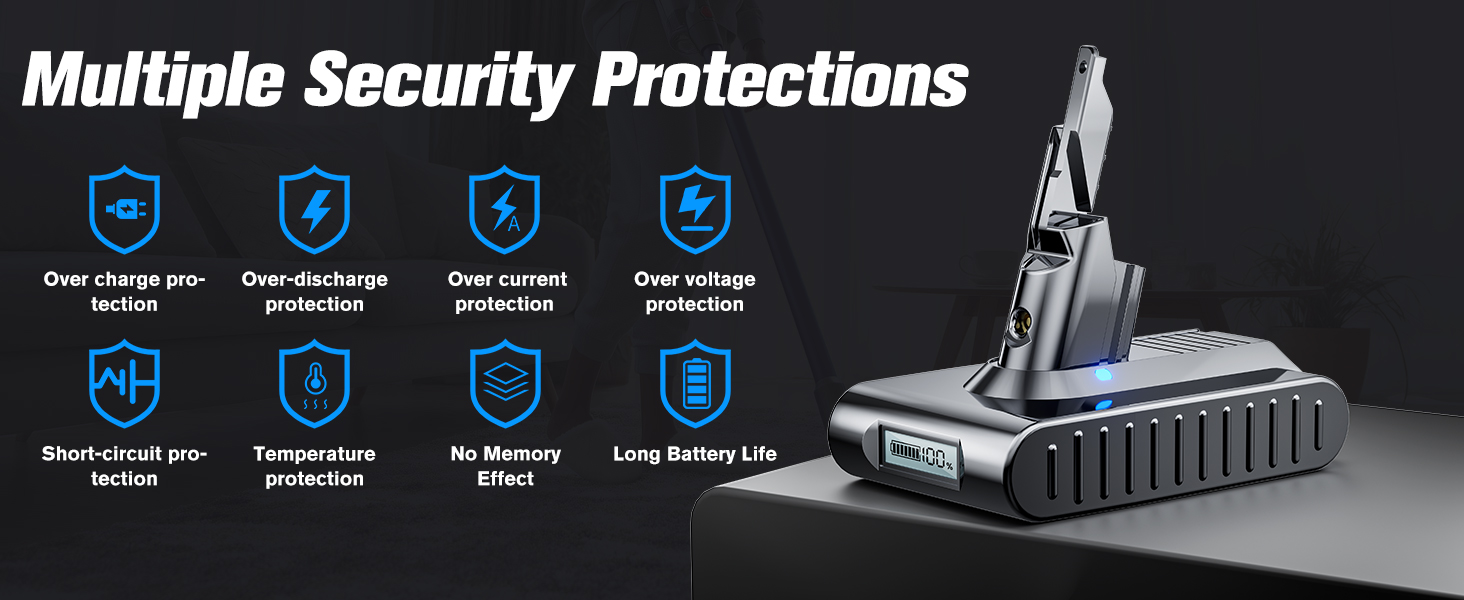 Акумулятор для пилососа Dyson V7 SV11 (225403, 229687) з LCD-дисплеєм, змінний АКБ для моделей Animal, Motorhead, Trigger, Fluffy, Mattress, Absolute, сірий