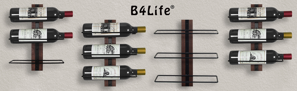 Настінна вітрина для вина B4Life на 12 пляшок, метал та дерево, чорний колір, для кухні, їдальні, бару