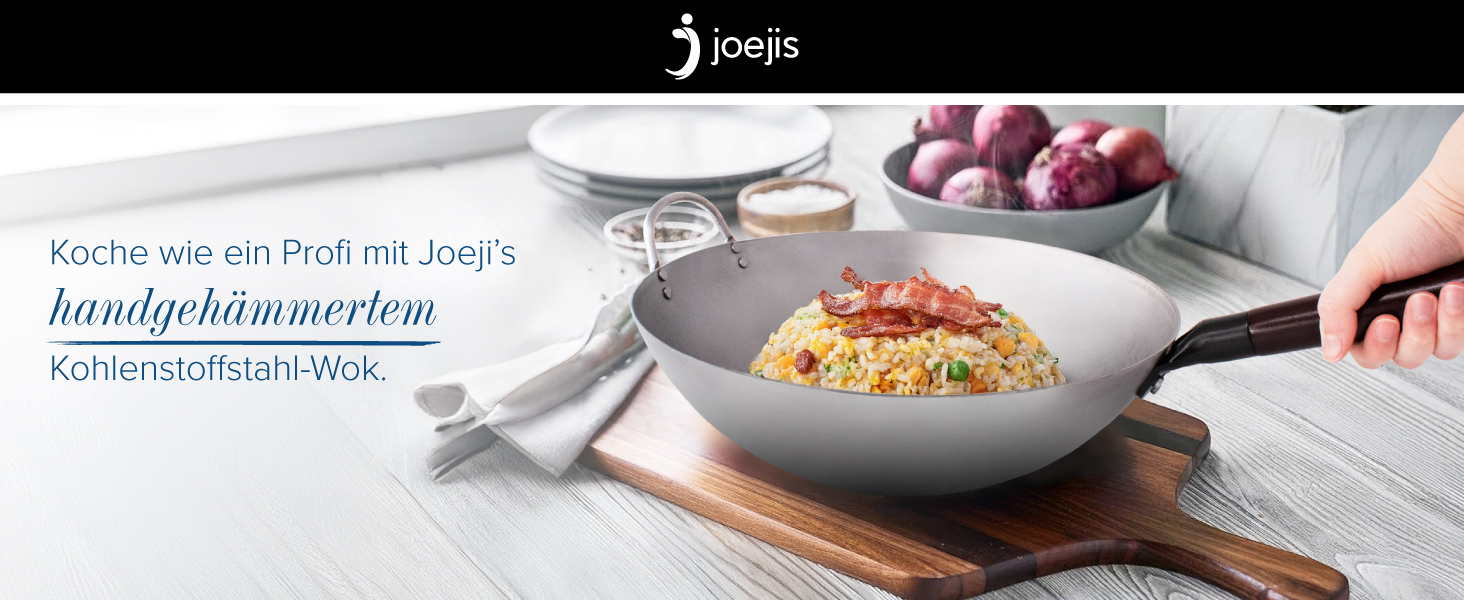 Джі-Джі'с Кухня: Вок з вуглецевої сталі, викуваний вручну з знімним ручками - стійкий до іржі, для дому та вулиці