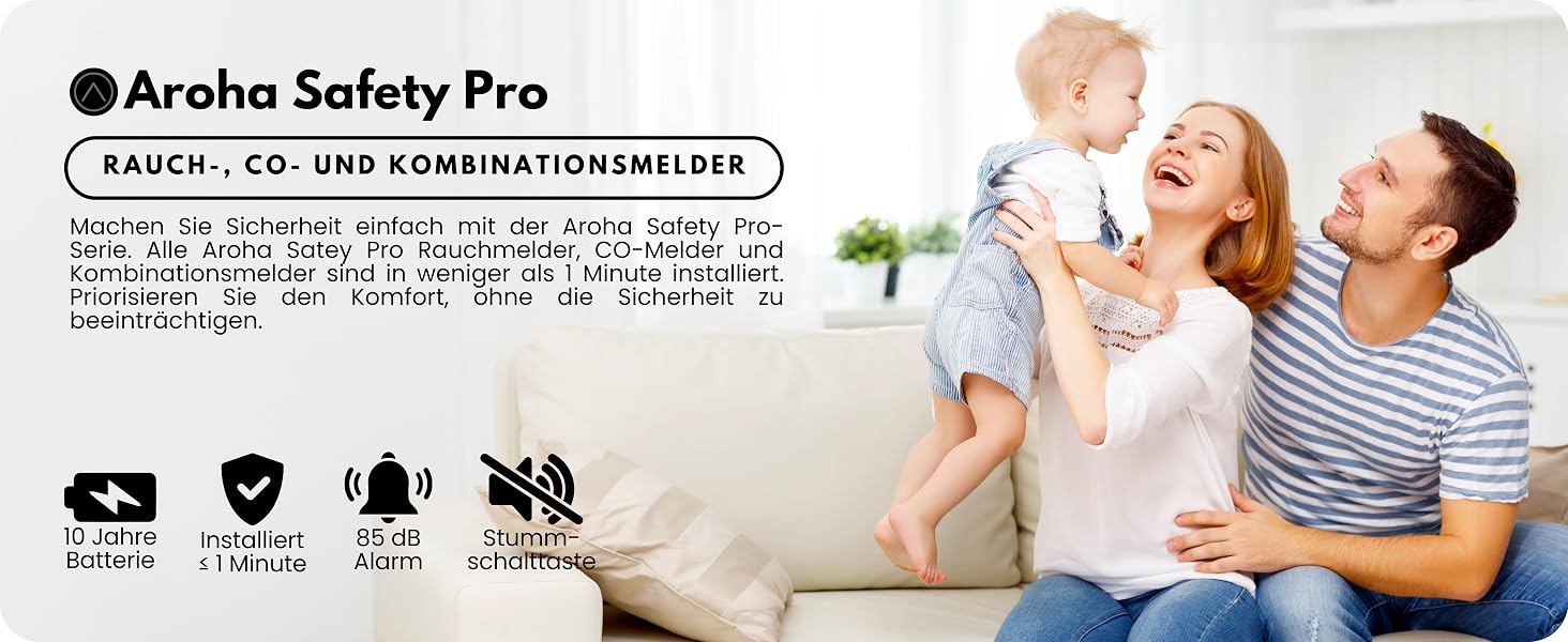 Розумний датчик чадного газу Aroha Smart Connect Wi-Fi (Tuya, Smart Life) з батареєю на 10 років, детектор CO для Smart Home