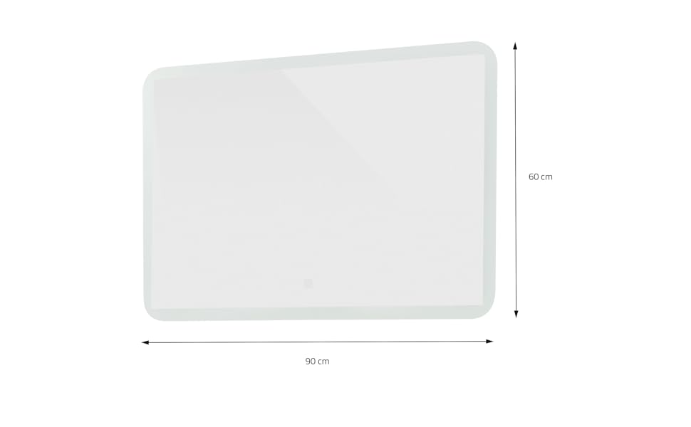 Дзеркало для ванної кімнати ML-Design з LED-підсвічуванням, 90 x 60 см, скло, сенсорне керування