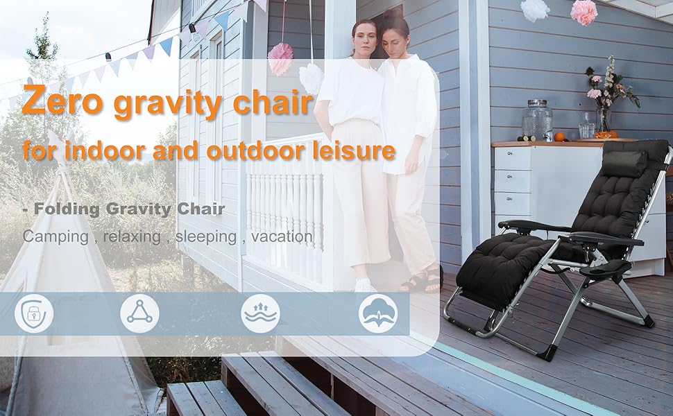 Розкішна лежанка для відпочинку: велика, складана, для саду, патіо, пляжу, басейну, з подушкою, витримує до 200 кг (чорна)