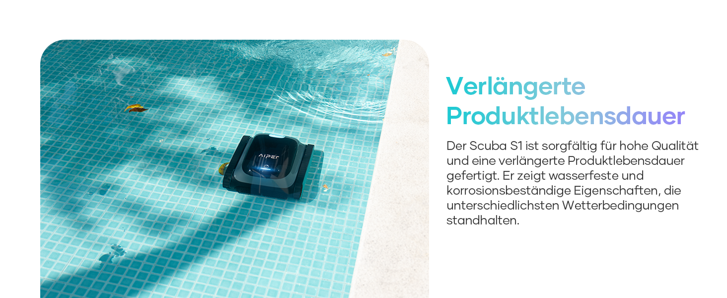 Робот-пилосос для басейну AIPER Scuba S1, бездротовий, для дна і стін, інтелектуальна навігація 2.0, 150 хвилин роботи, для вбудованих басейнів до 150 м², сірий/синій