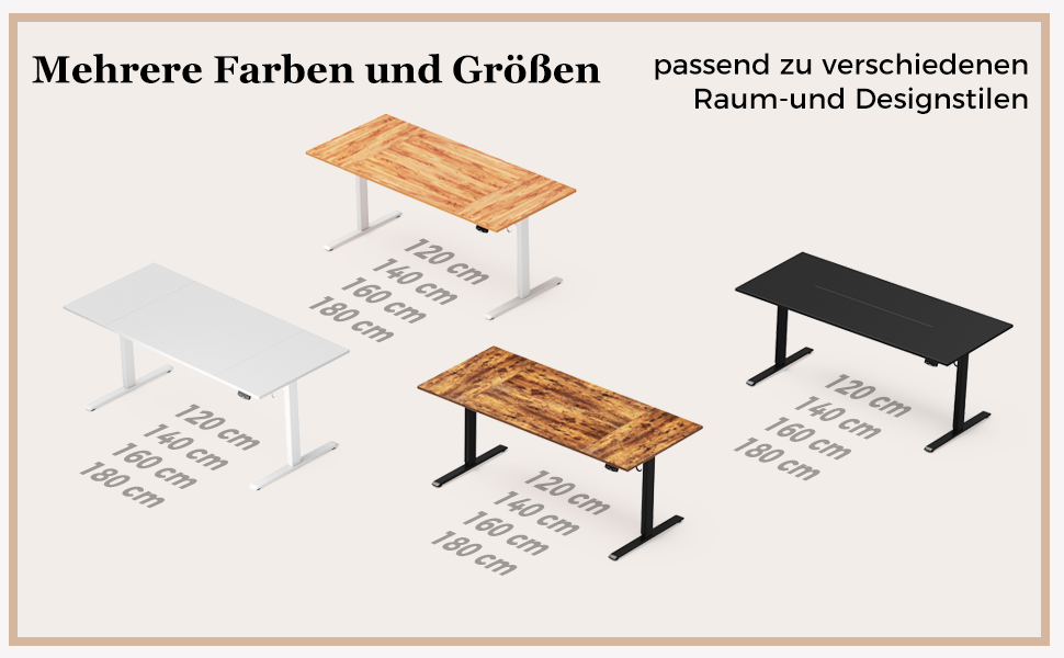 Регульований стіл Klicelor, електричний, з пам'яттю, для офісу, 160 x 80 см, білий/світло-коричневий