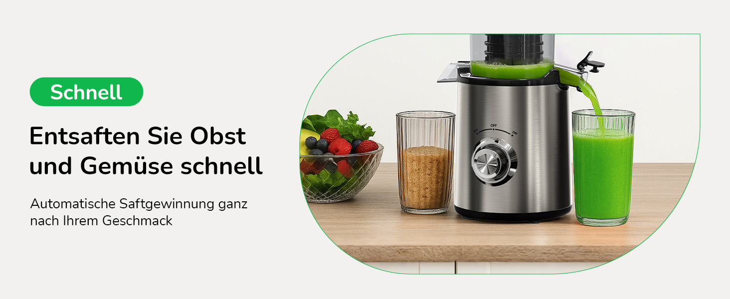 Електричний соковитискач Slow Juicer: для овочів та фруктів, 148 мм, 2 л, легкий у чищенні, з 2 чашками