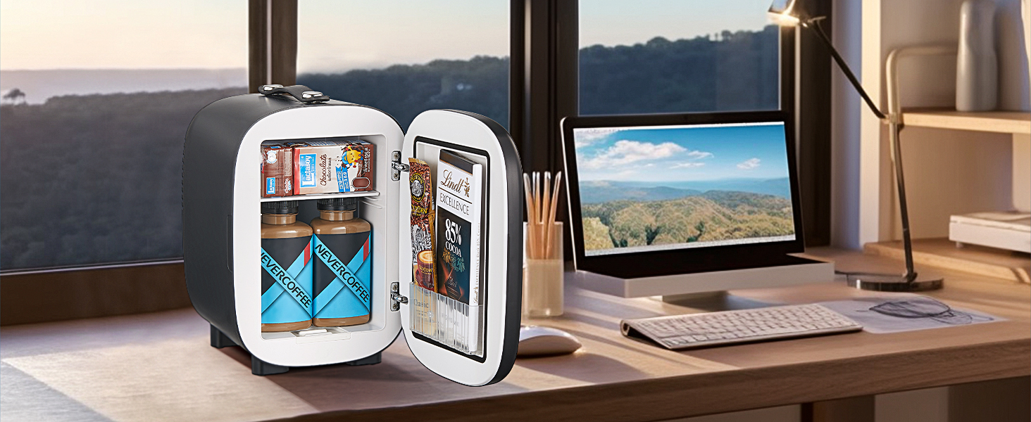 Міні холодильник FOHERE 5 літрів / 6 банок, USB живлення, 220V AC/12V DC, для напоїв та косметики, білий (чорний)