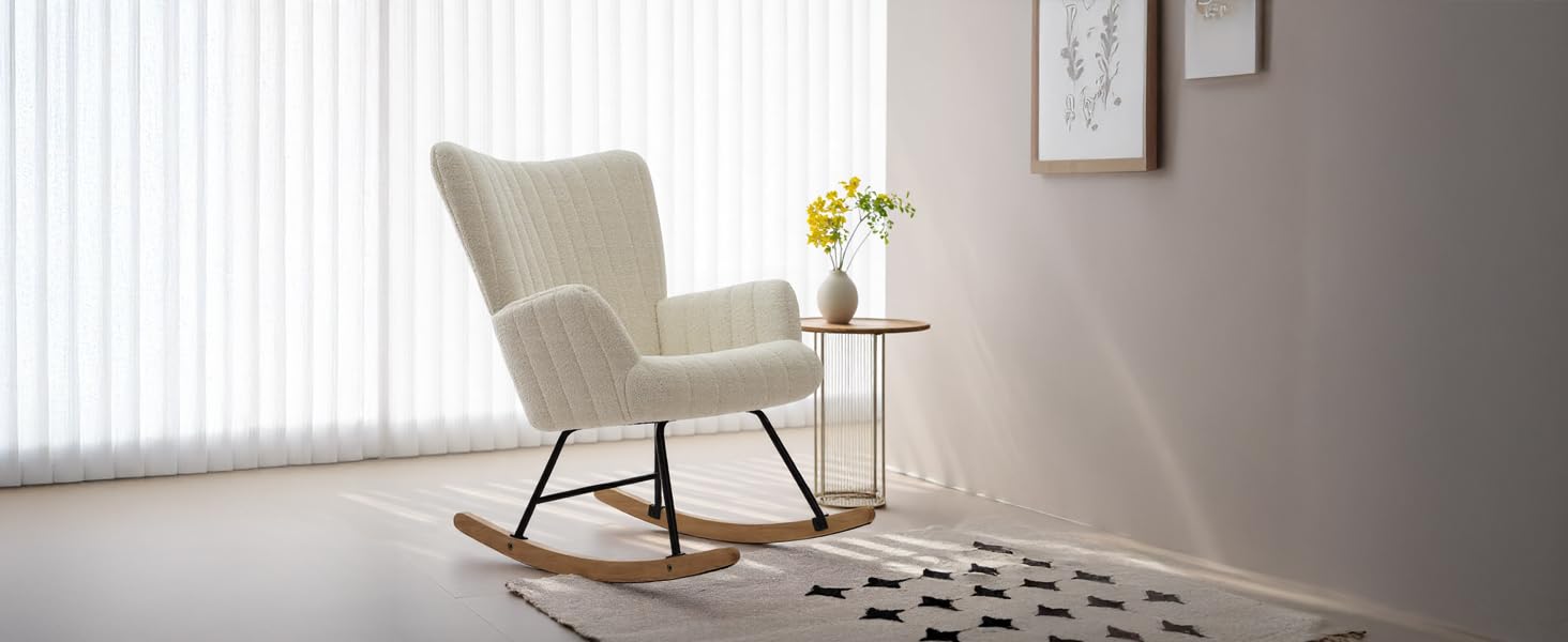 Крісло-гойдалка Vielllliving для спальні, 150 кг, темно-сірий (бежевий), 93x84x55.5 см