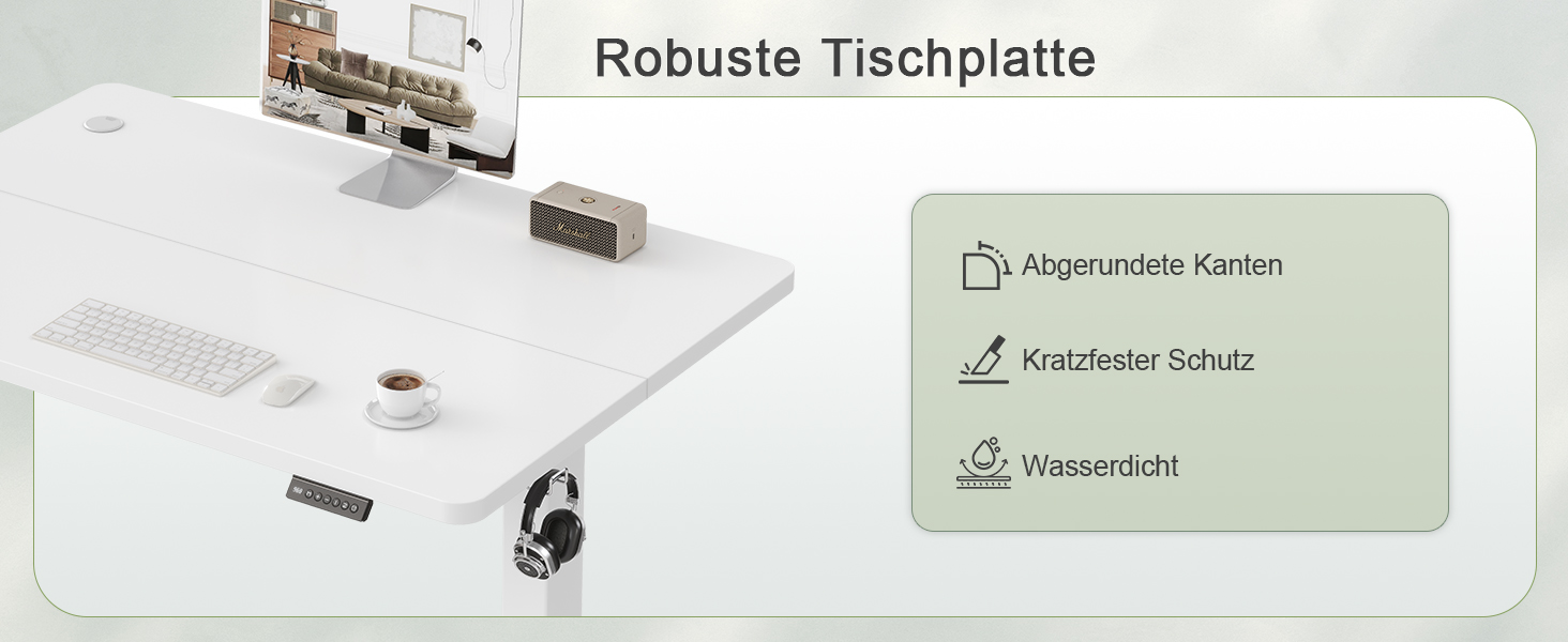 Електричний стіл JUMMICO 100x60 см з USB-зарядкою, білий - регульована висота, для офісу та дому