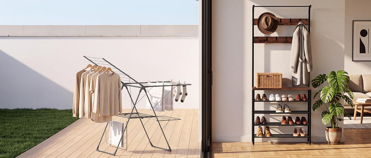 Електрична сушарка для одягу Innotic, складана та компактна, 145x54x94 см, срібляста