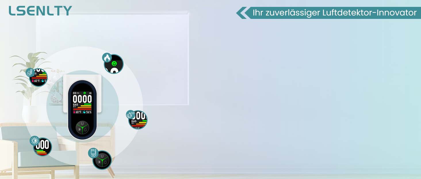 Детектор CO з HD-дисплеєм, візуальним та звуковим сигналом, 3-в-1 (CO, температура, вологість) для кемпінгу та подорожей на автодомі