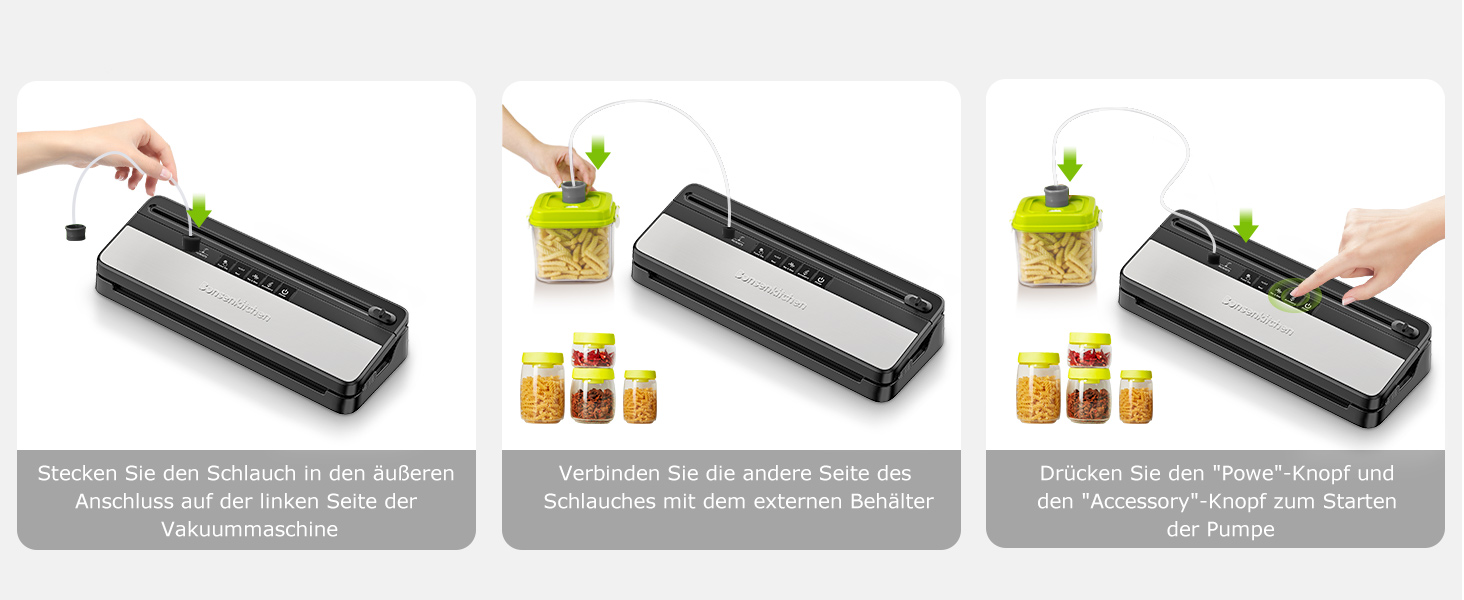 Вакууматор для продуктів Bonsenkitchen для сухих та вологих продуктів з вбудованим різачем, чорний (комплект з рулоном та пакетами)