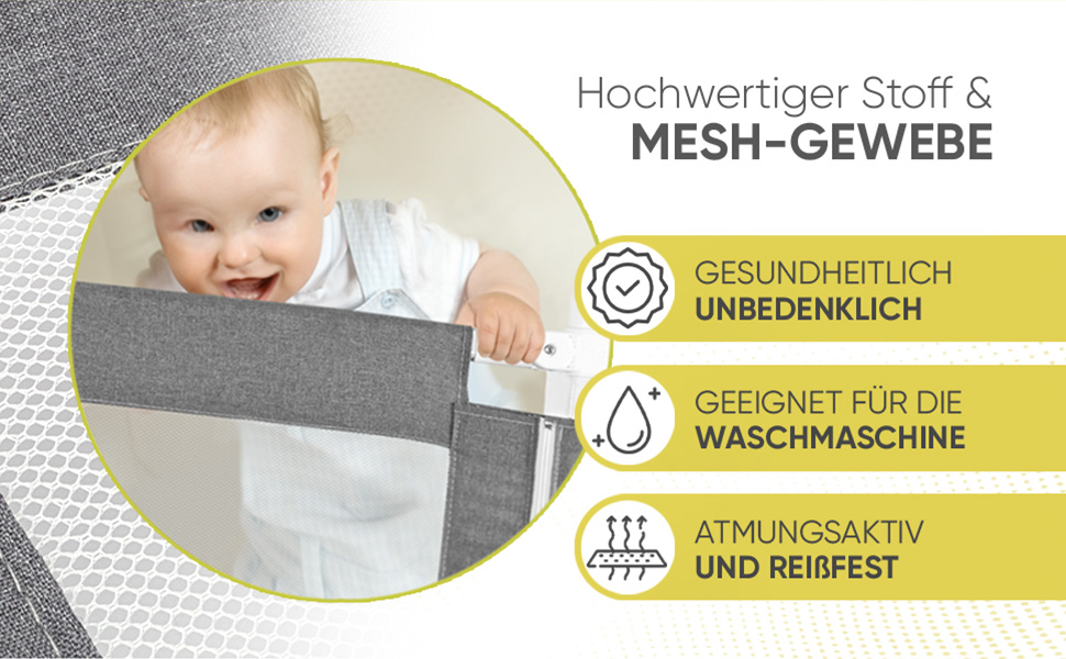 Захисний бортик для ліжка дитячий Bettgitter 200 см, сірий - запобігає випаданню, одна сторона, з інструкцією