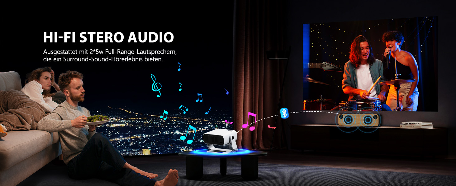 Розумний проєктор Beamer 4K Full HD 1080P, 25000 люмен, Android 11, WiFi 6, BT 5.2, поворотний штатив 120°, для iOS/Android/Laptops, сірий