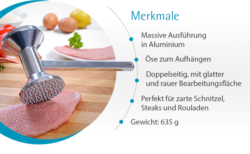 Алюмінієвий двосторонній м'ясний молоток GRWE з двома обробними поверхнями, включаючи молоток для подрібнення м'яса. Гладка і скошена поверхня