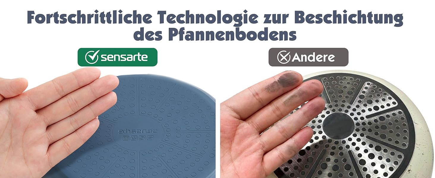 Набір посуду SENSARTE з керамічним покриттям, 17 предметів. Антипригарне покриття, підходить для всіх плит, безпечний (без PFAS, PTFE, PFOA, PFOS).