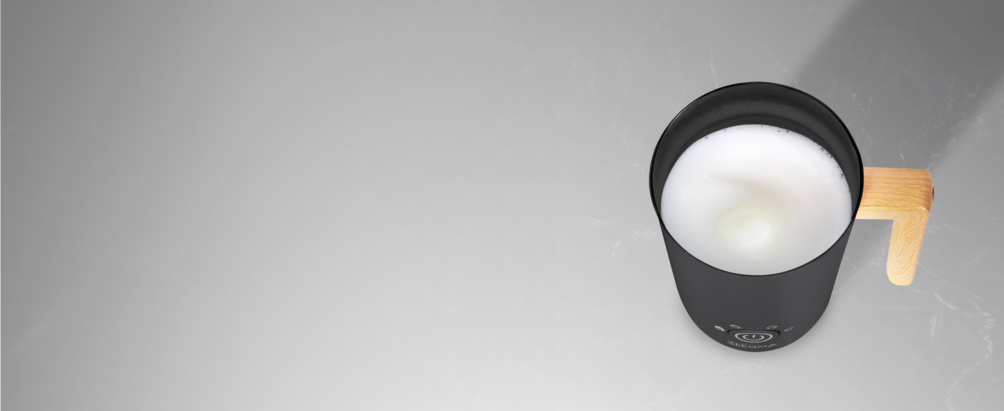 Електричний спінювач молока ZEEGMA MILKEE, 500 Вт, 650 мл, для капучино, лате, какао, антипригарне покриття, сенсорне керування (Чорний)