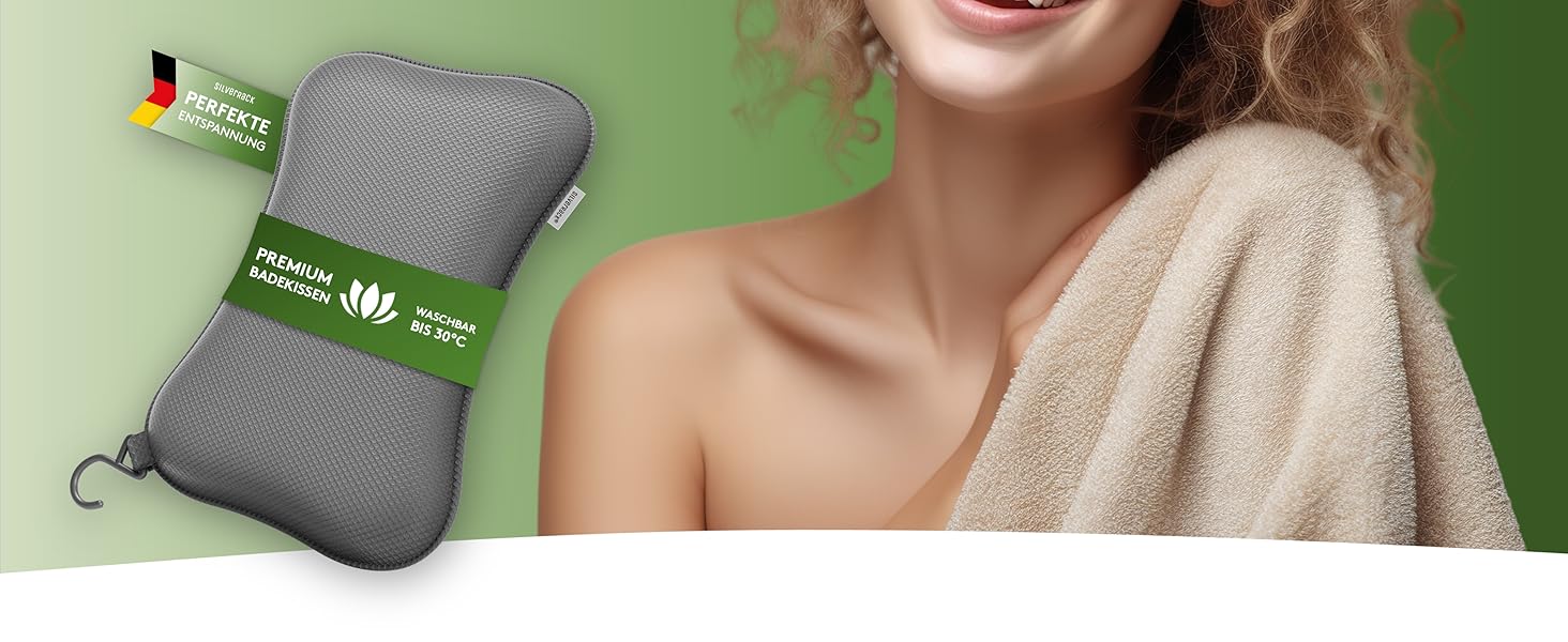 Подушка для ванни преміум-класу сірого кольору з присосками - зручна підтримка шиї та голови для ванни, джакузі та спа - аксесуар для ванної кімнати