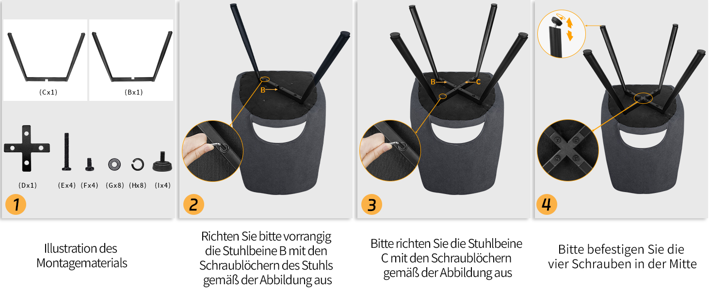 Крісла для обідньої зони, кухонні крісла, крісла для туалетного столика, сучасні м'які крісла для вітальні з металевими ніжками (6 шт., не обертаються, темно-сірий)