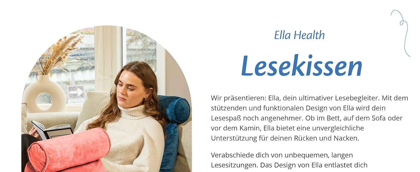 Подушка для читання Ella Lesekissen для ліжка та дивана з знімною подушкою для шиї - подушка для спини для ліжка. Подушка для читання з піною з пам'яті з підлокітниками, ідеально підходить для читання, перегляду телевізора, відпочинку або як спинна підтримка (Рожевий)