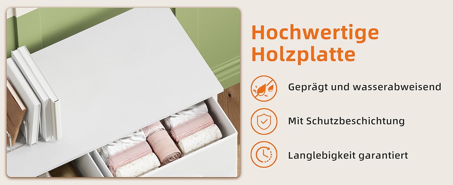 Тумбочка з шухлядами Somdot, тканинна тумбочка, біла тумбочка для спальні, вітальні, прихожої, 5 шухляд, 30x100x52.5 см