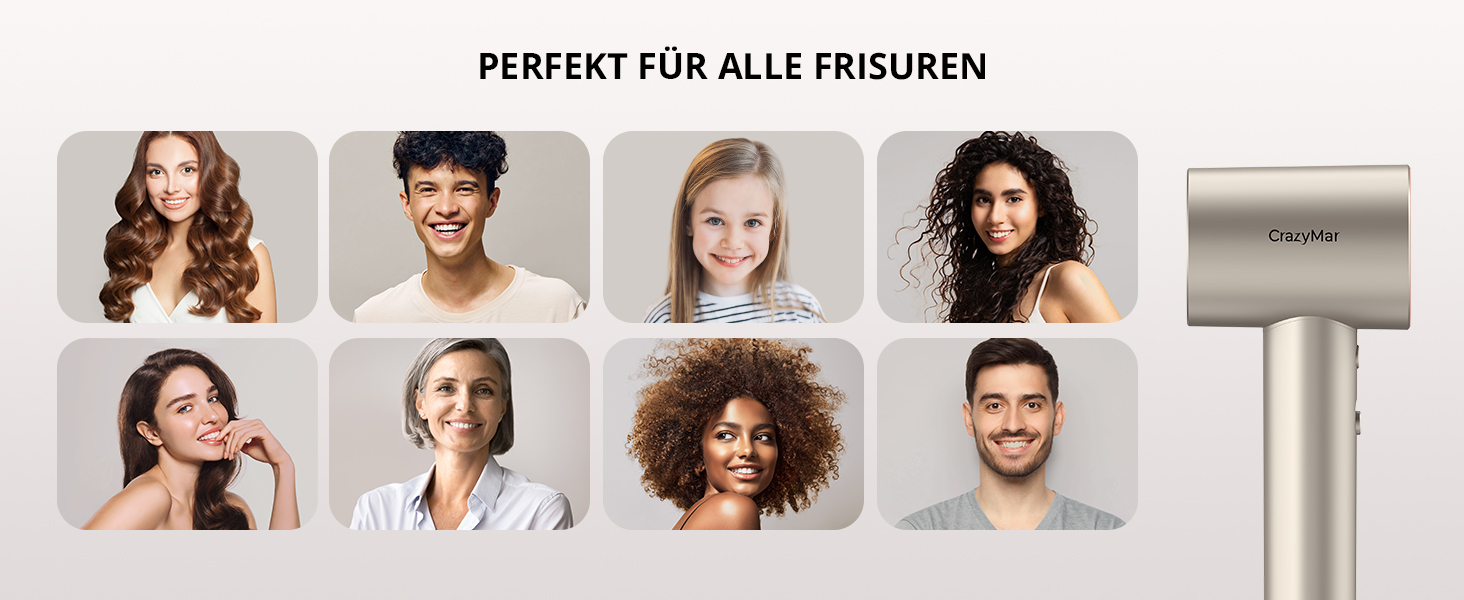 Іонний фен для волосся з безщіточковим двигуном 180 000 об/хв, компактний дорожній фен з 4 режимами температури та захистом від перегріву, колір Oro Champán