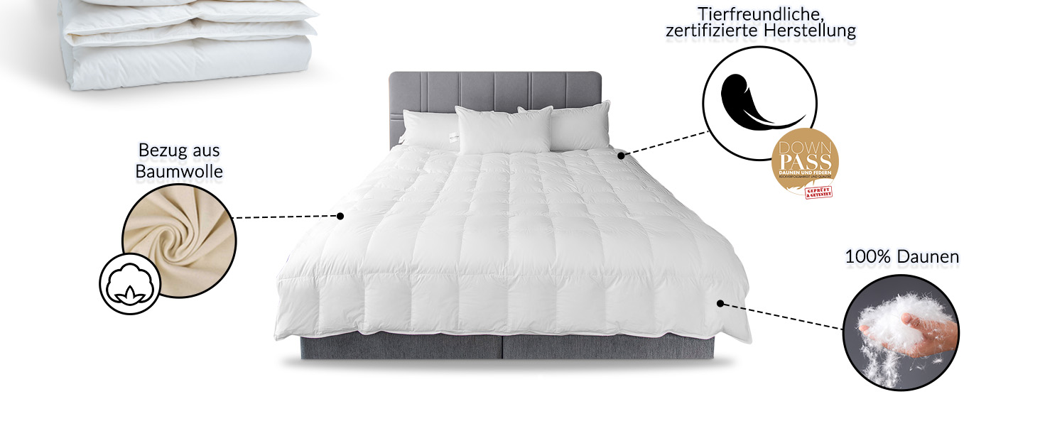 BEFA NATUR Daunendecke 135x200 см: 100% натуральний пух, 560 г, для алергіків, Made in Germany