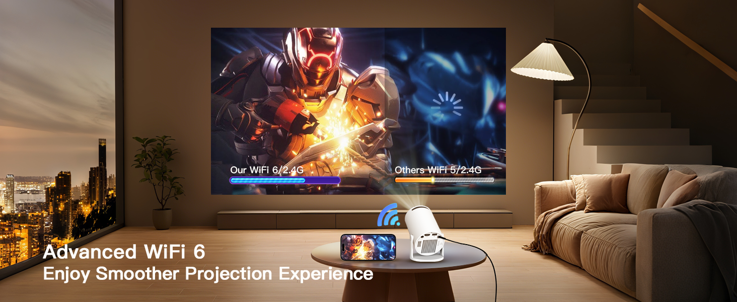 Портативний проєктор LYNCAST HY300 Pro з Wi-Fi, Bluetooth та Android 11. Підтримка 1080P/4K, поворотний на 180°, для домашнього кінотеатру та використання на відкритому повітрі