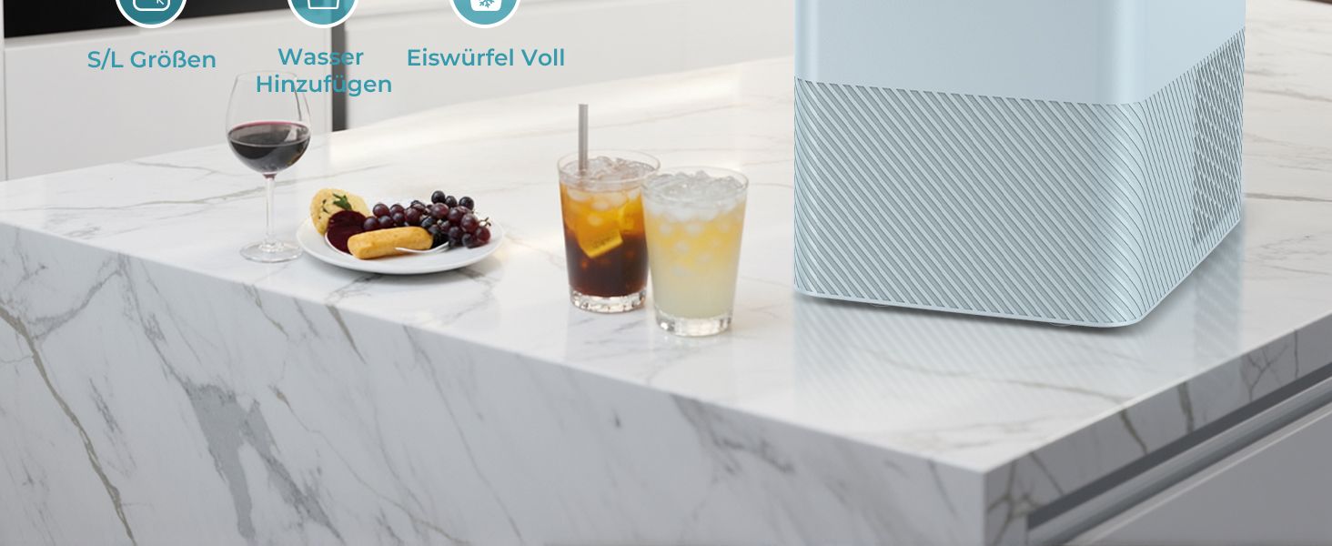 Льодогенератор Fohere портативний самоочисний 14 кг/24год, 2 розміри льоду, блакитний для дому, бару, офісу, кемпінгу зі шкребком та кошиком