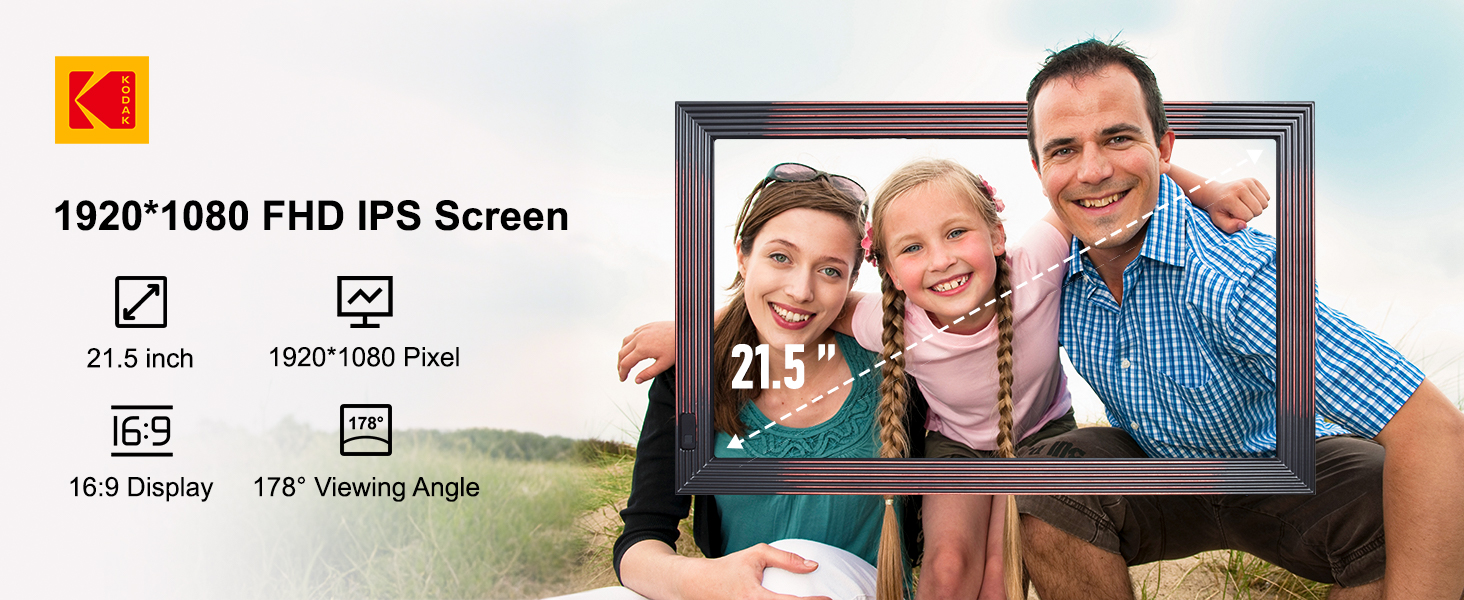 Цифровий фотоальбом Kodak 10 дюймів з Wi-Fi, 32GB, IPS HD сенсорний екран, авто-поворот, для дому та офісу