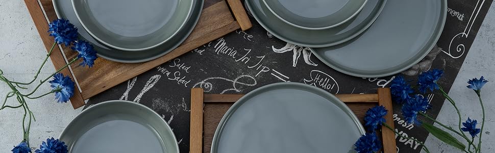 Набір посуду CreaTable Chef Collection (18 предметів) для 6 осіб: сервіз з порцеляни, 12-ти речі, сірий колір, Made in Europe