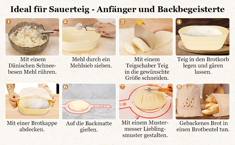 Набір для закваски з 16 частин: гнійники з силікону (круглі та овальні), скляні ємності для закваски - для професійного та домашнього випікання