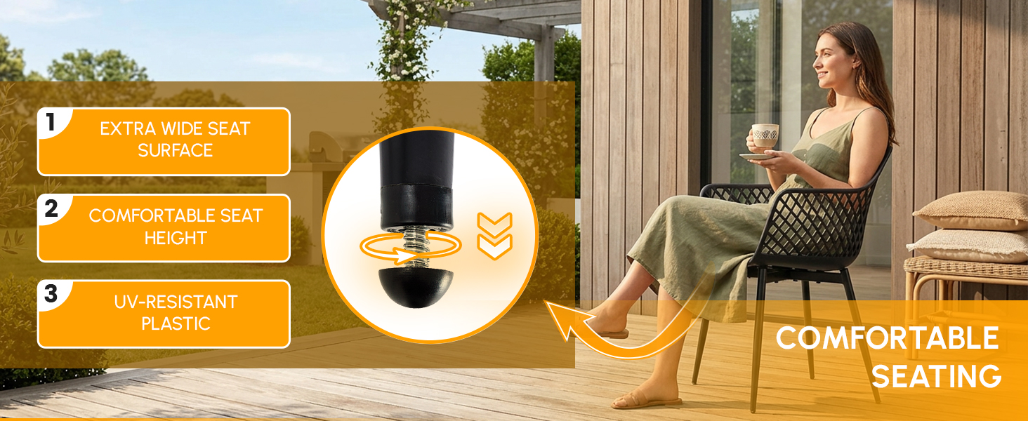 Набір садових стільців для відпочинку на терасі та балконі, чорний (8 шт.)