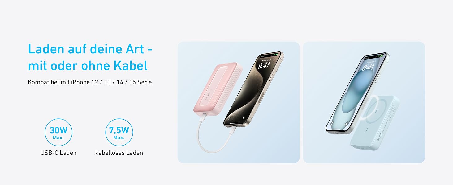 Повербанк Anker Zolo Magnetic 10 000 мАг, швидка зарядка 30 Вт, бездротова, для iPhone 16/15/14, чорний