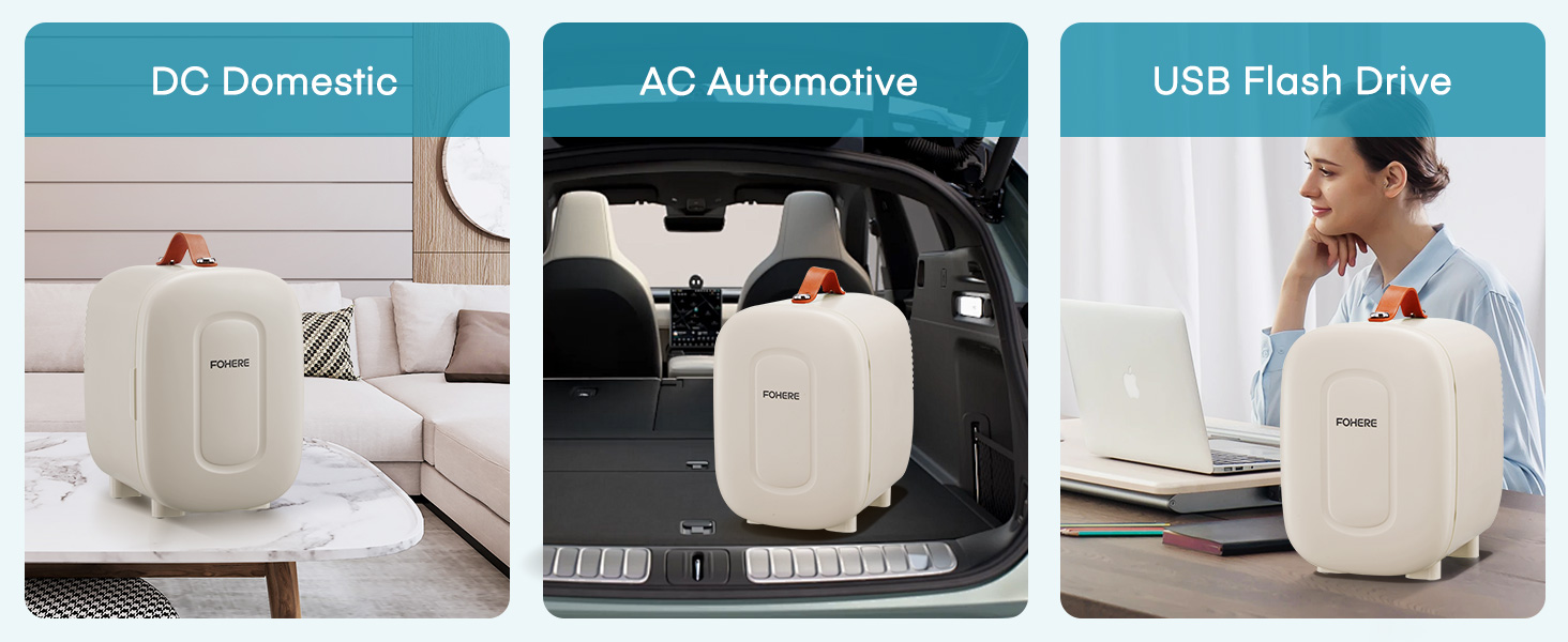 Міні холодильник FOHERE 5 літрів, USB живлення, 220V/12V, для напоїв та догляду за шкірою, білий