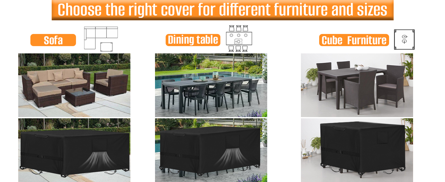 Захисний чохол для садово-патіо меблів, 250x250x90 см, водовідштовхуючий, стійкий до УФ-випромінювання, 420D, для вулиці
