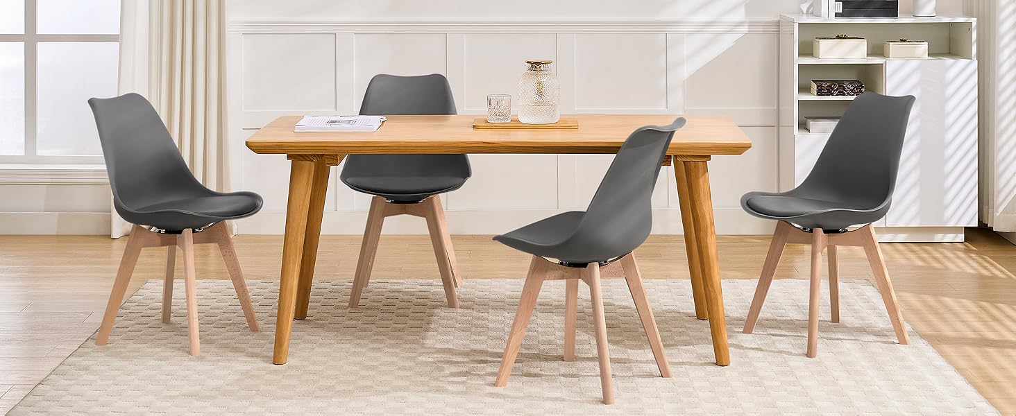 Набір з 2-х обертових кухонних стільців Woltu для їдальні, з масиву дерева та штучної шкіри, сірого кольору, до 120 кг