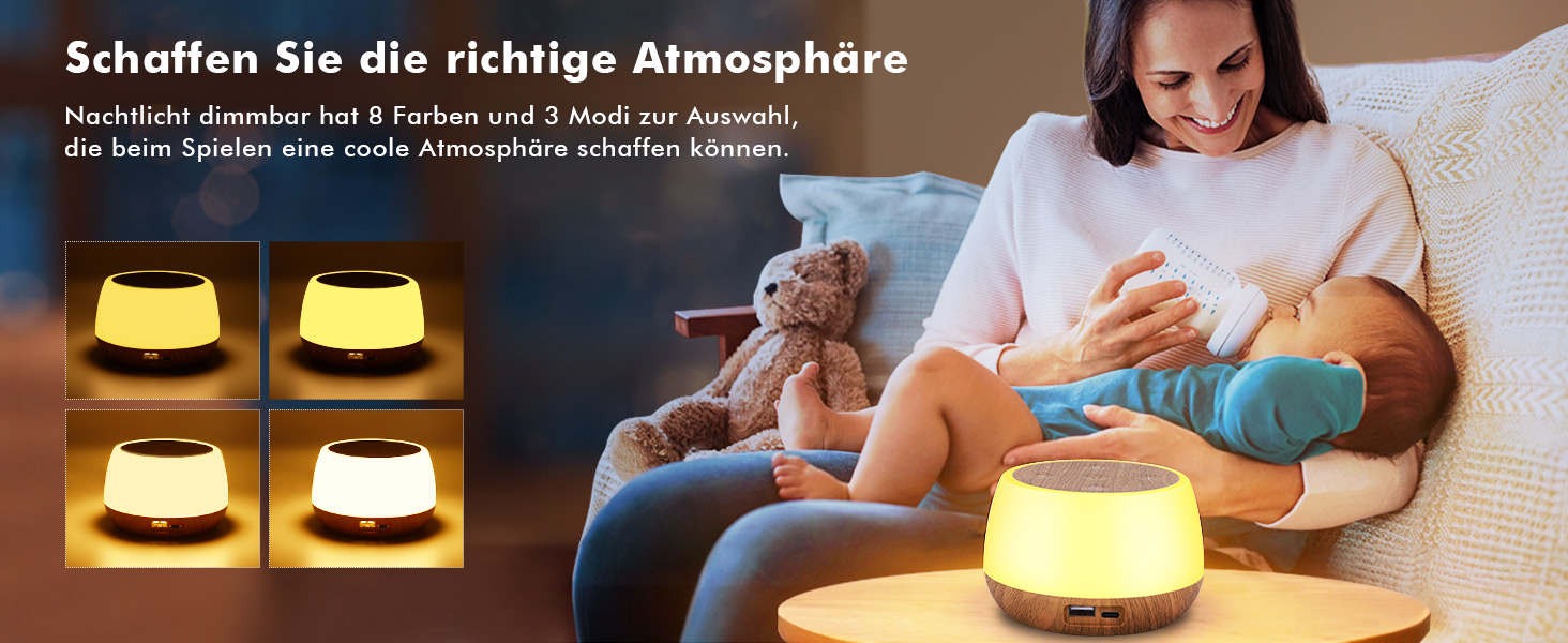 Приліжковий світильник Touch Dimmable, зарядка 20 Вт, 8 кольорів, 3 режими, нічник з таймером