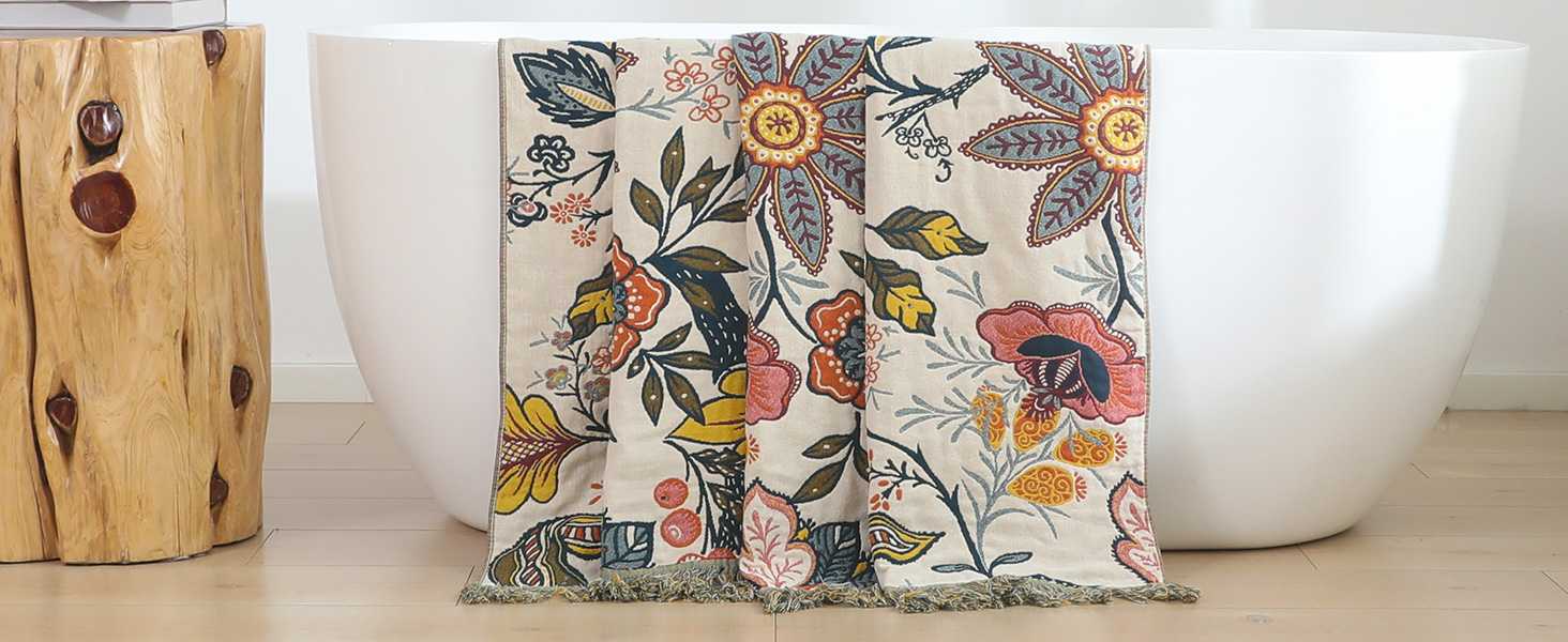 Плед Boho з 100% бавовни, стиль кантрі, 150x200 см, колір гранат