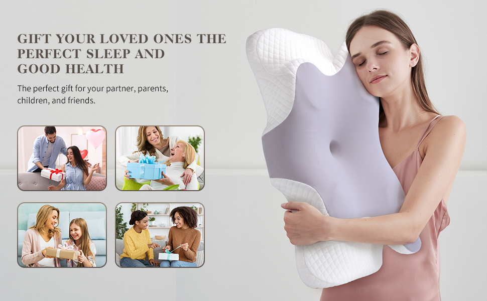 Ортопедична подушка для шиї з піною з пам'яті ефекту, для тих, хто спить на боці, сірий колір, 35x15 см