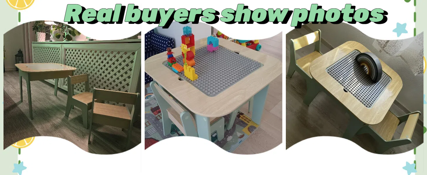 Дитячий стіл Mamizо з 2 стільцями: комплект меблів для дитячої кімнати, стіл для малювання та ігор, зелений